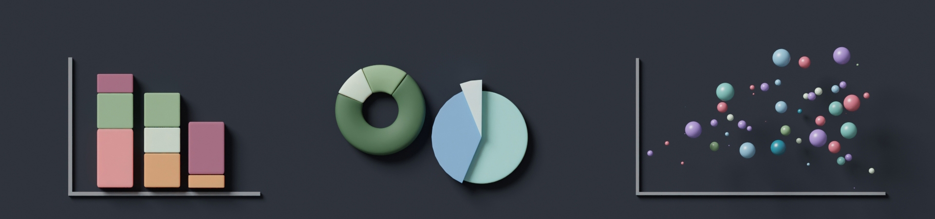 a series of chart, area, lollipop, bubble