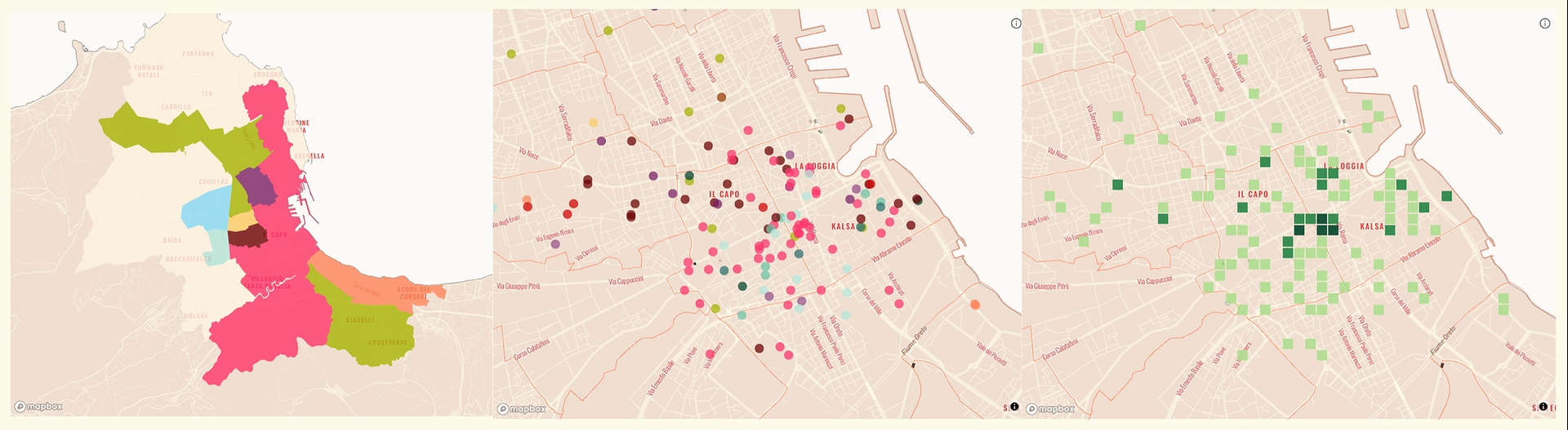 dashboard with scattermap, waffle and lollipop